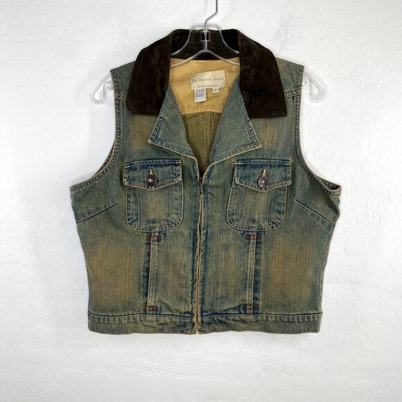 The Territory Ahead Jackets & Blazers - The Territory Ahead Distressed Acid Washed Denim Vest Large
